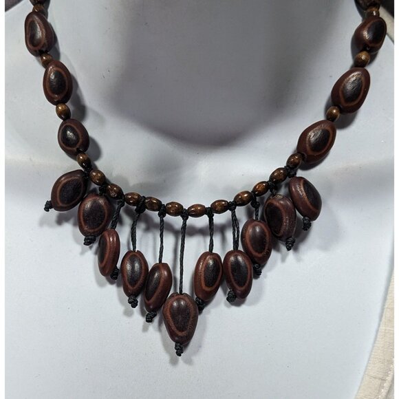 Bohemian Elephant Ear Seed Beaded Cascade Necklace - Picture 2 of 6